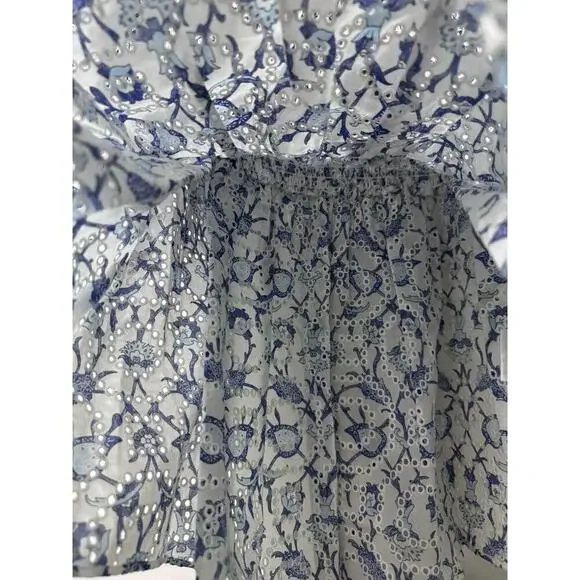 NWT Sachin Babi Blue Floral Eyelet “Millie Vine” Top & Shorts Set Size S - Picture 6 of 13